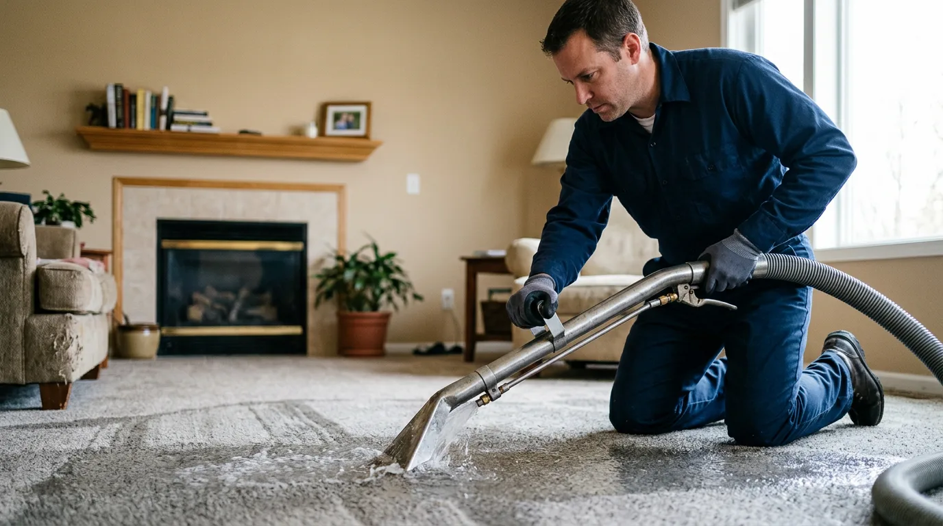 Water damage restoration technician working near Sainte Genevieve, MO